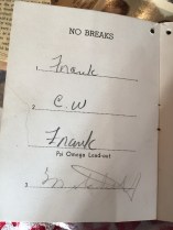 And the line-up … Frank seemed a bit smitten. She kept a few of his letters, too.