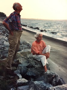 Mom and Dad in the early 1990s. Their children and grandchildren were gathered just behind the rocks.