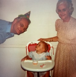 My dad as clown, with my mother and my niece, Laura Lee, circa 1980.